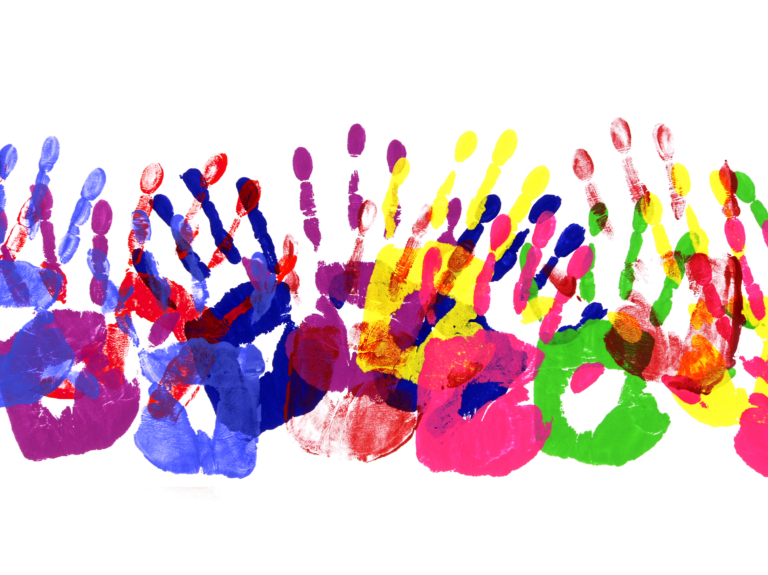 Handprints multicolor border