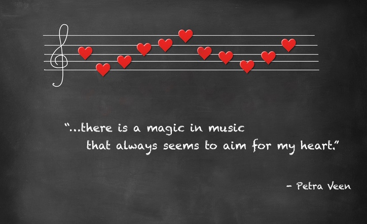 Musical score of the heart shape on the blackboard