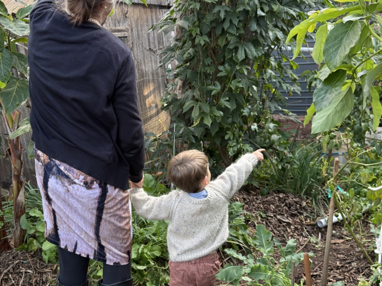 Chené and Franco in the garden